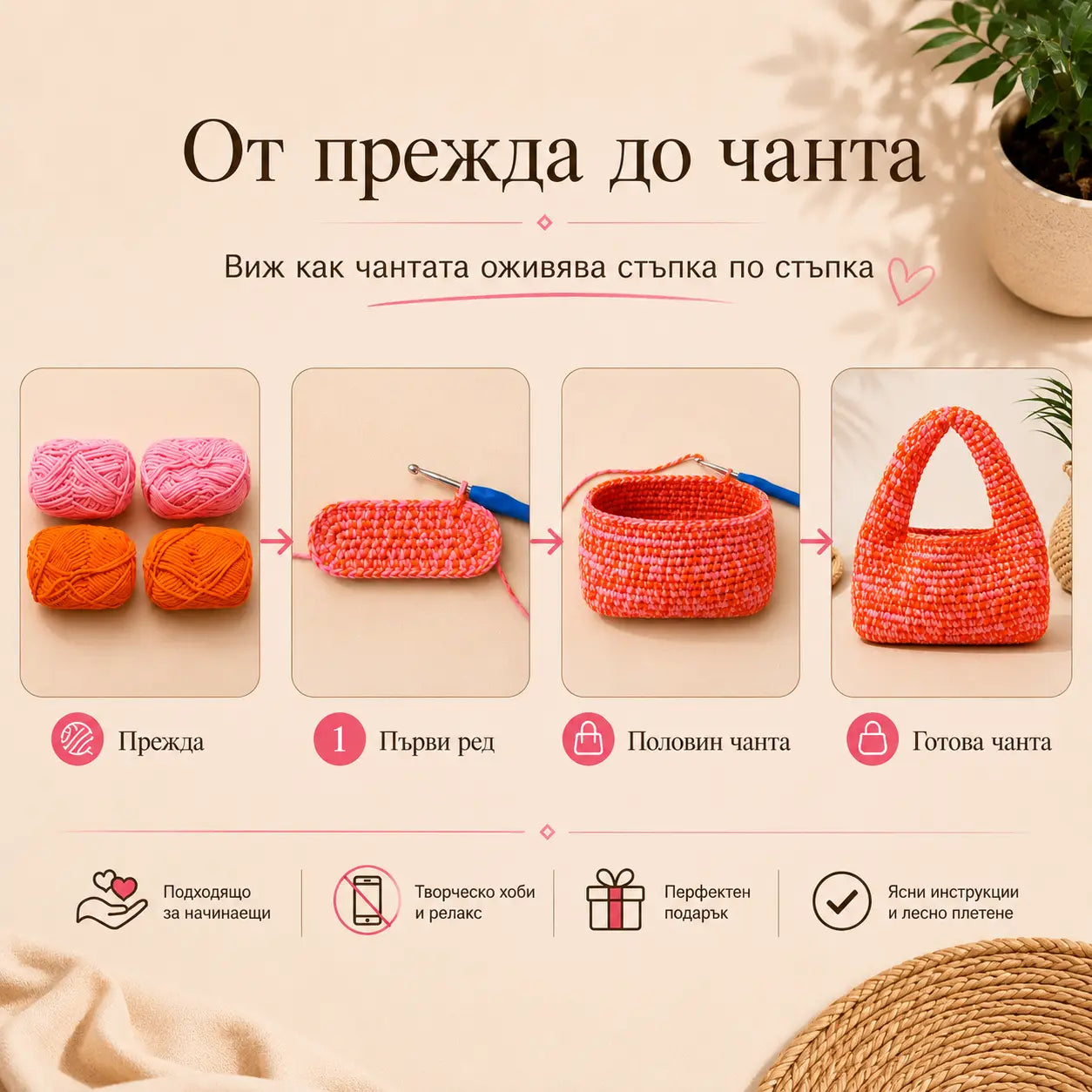Комплект за Плетене на Чанти